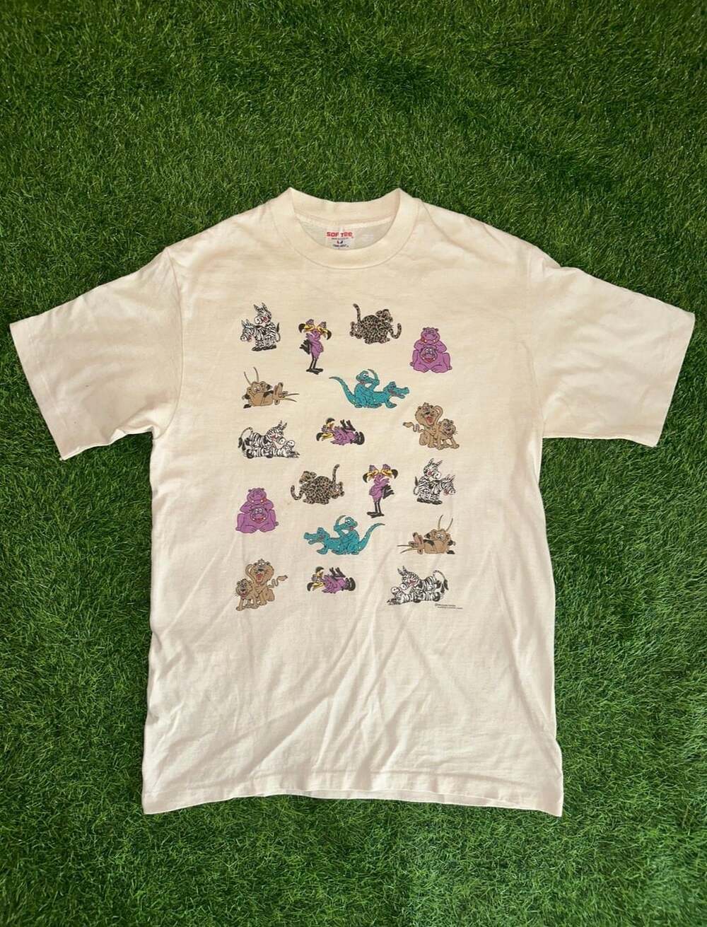 Tee Jays Vintage 1992 Coast Trends Animal Positions T-Shirt Size L